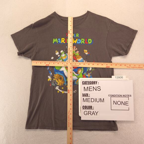 Nintendo Mario Video Game Short Sleeve Graphic T Shirt Adult Mens Size M Gray - Picture 5 of 9